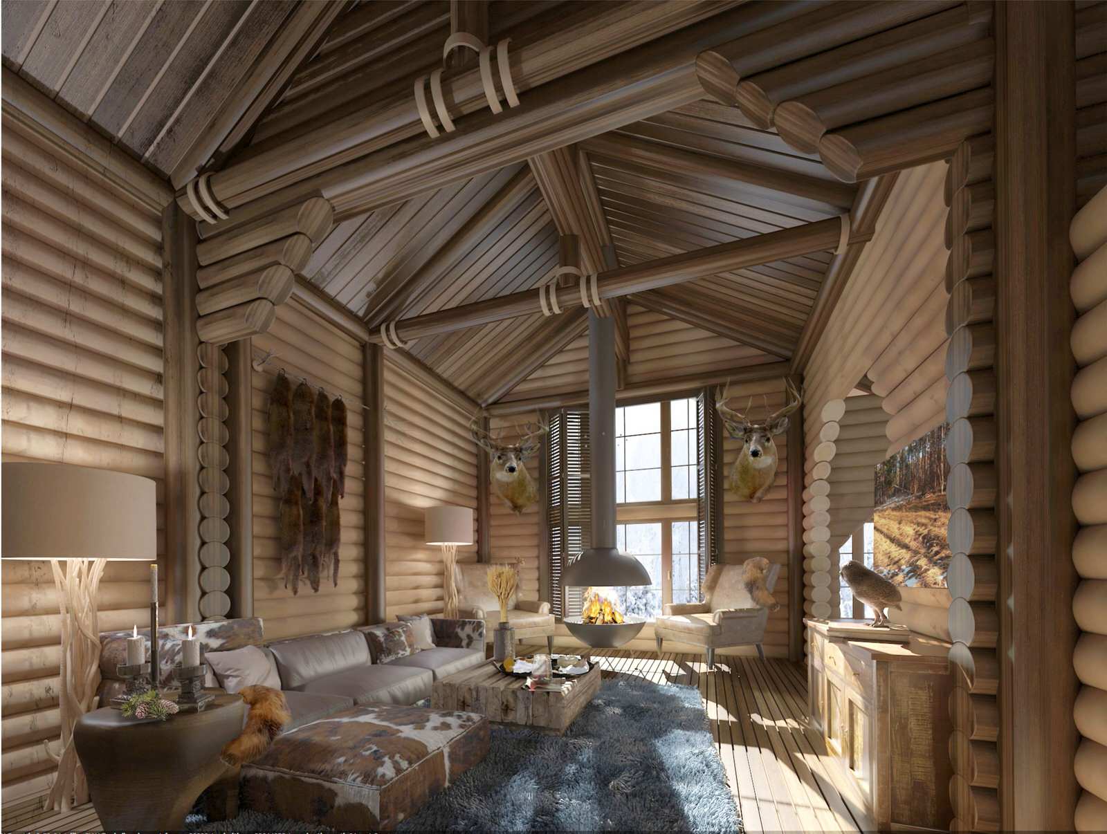 Дизайн загородного срубового дома