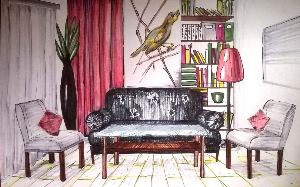 Обложка проекта: Эскизы маркерами к интерьерам