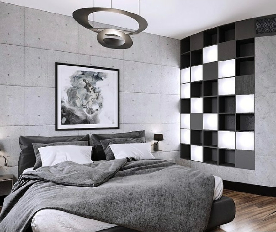 Обложка проекта: Необычная спальня с контрастными деталями
