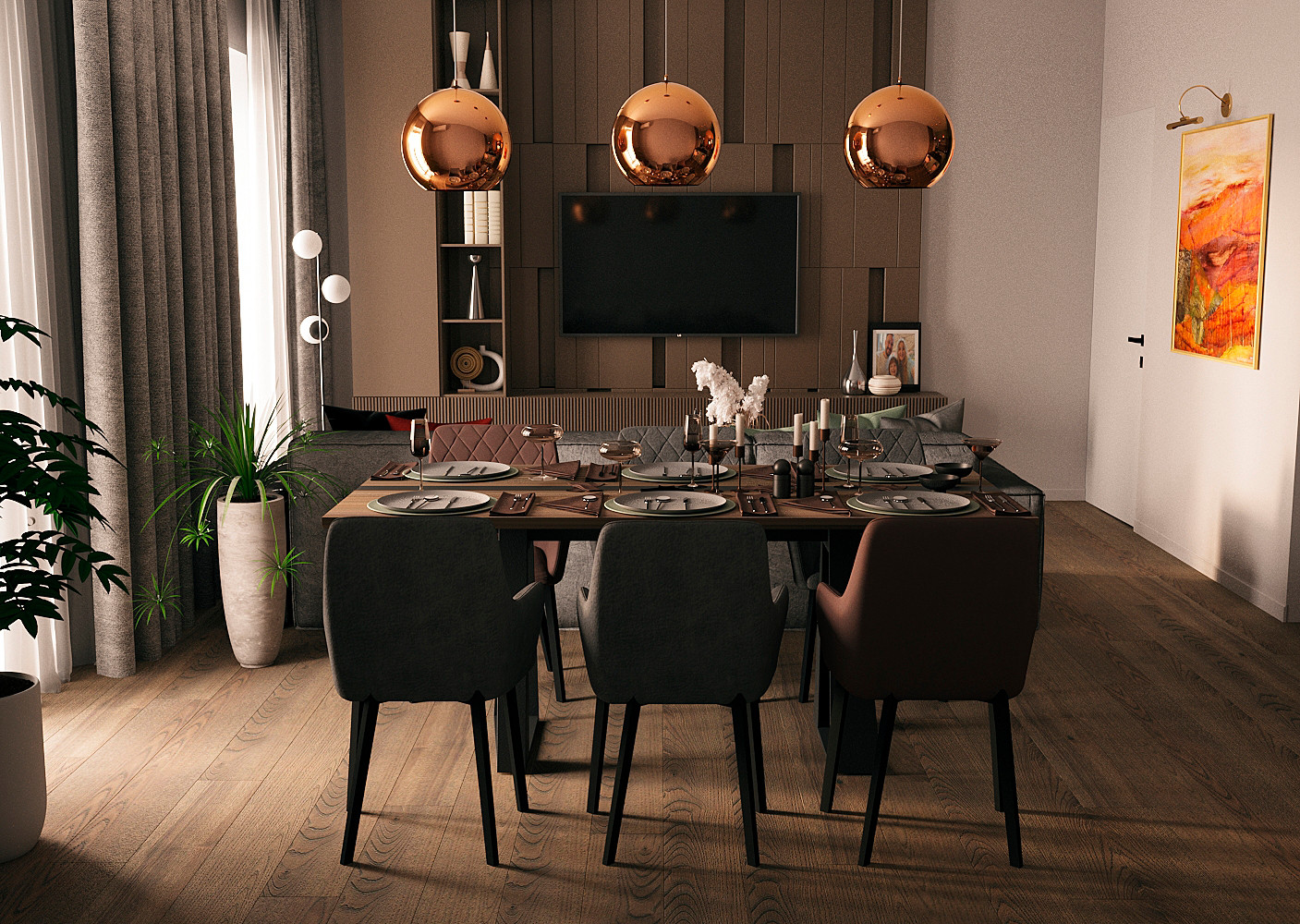 Кухня гостиная в современном стиле