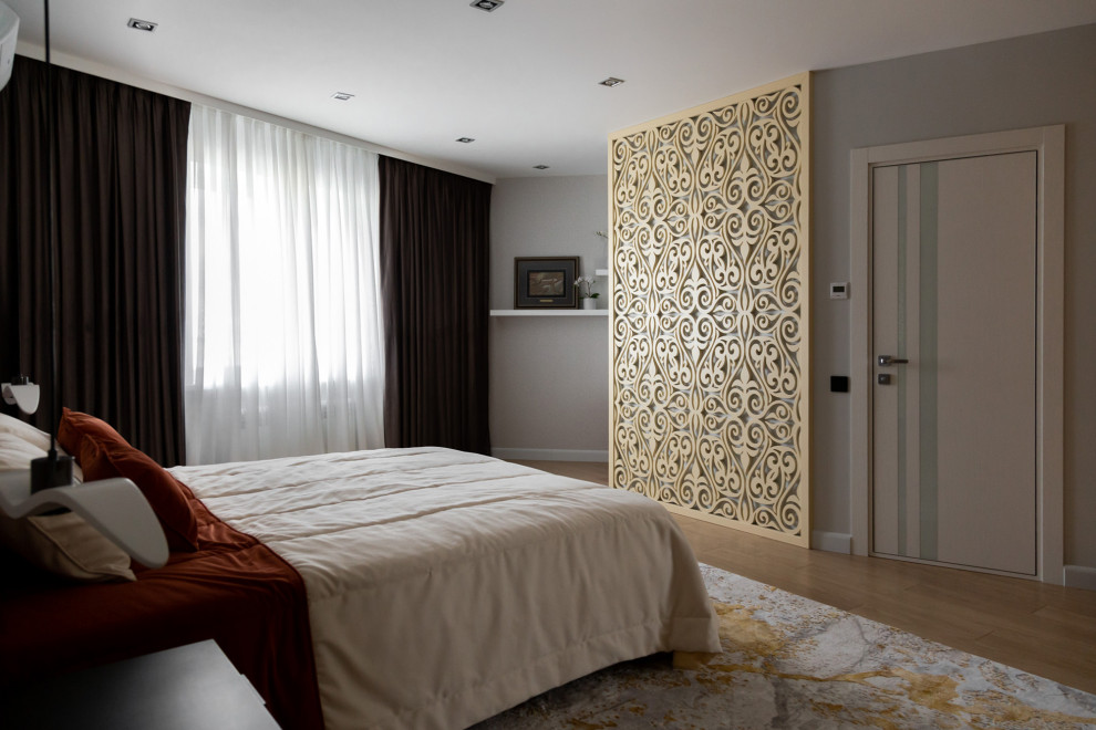 Современный интерьер с казахскими национальными элементами.