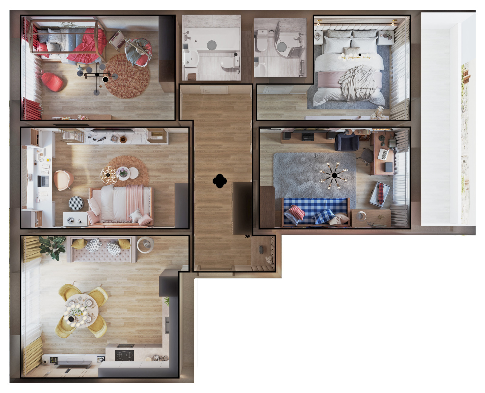 Четырехкомнатная квартира. 120м2 Омск