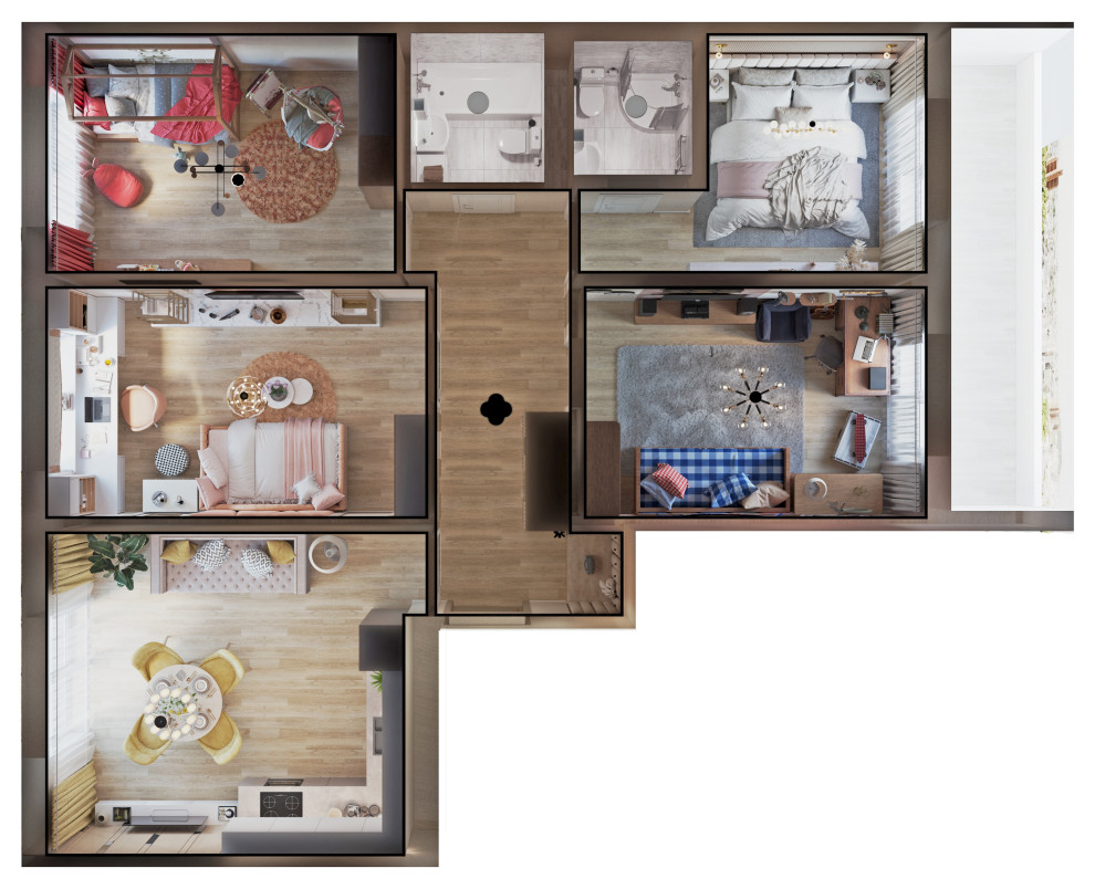 Четырехкомнатная квартира. 120м2 Омск