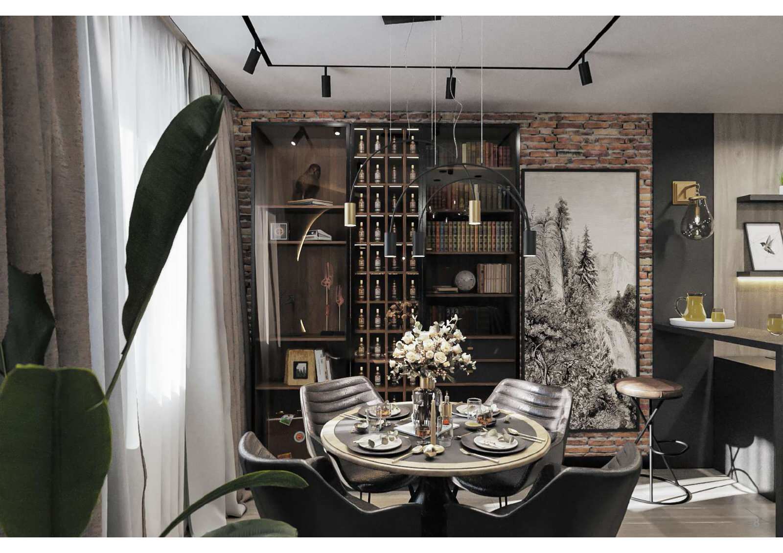 квартира в современном стиле в темных оттенках