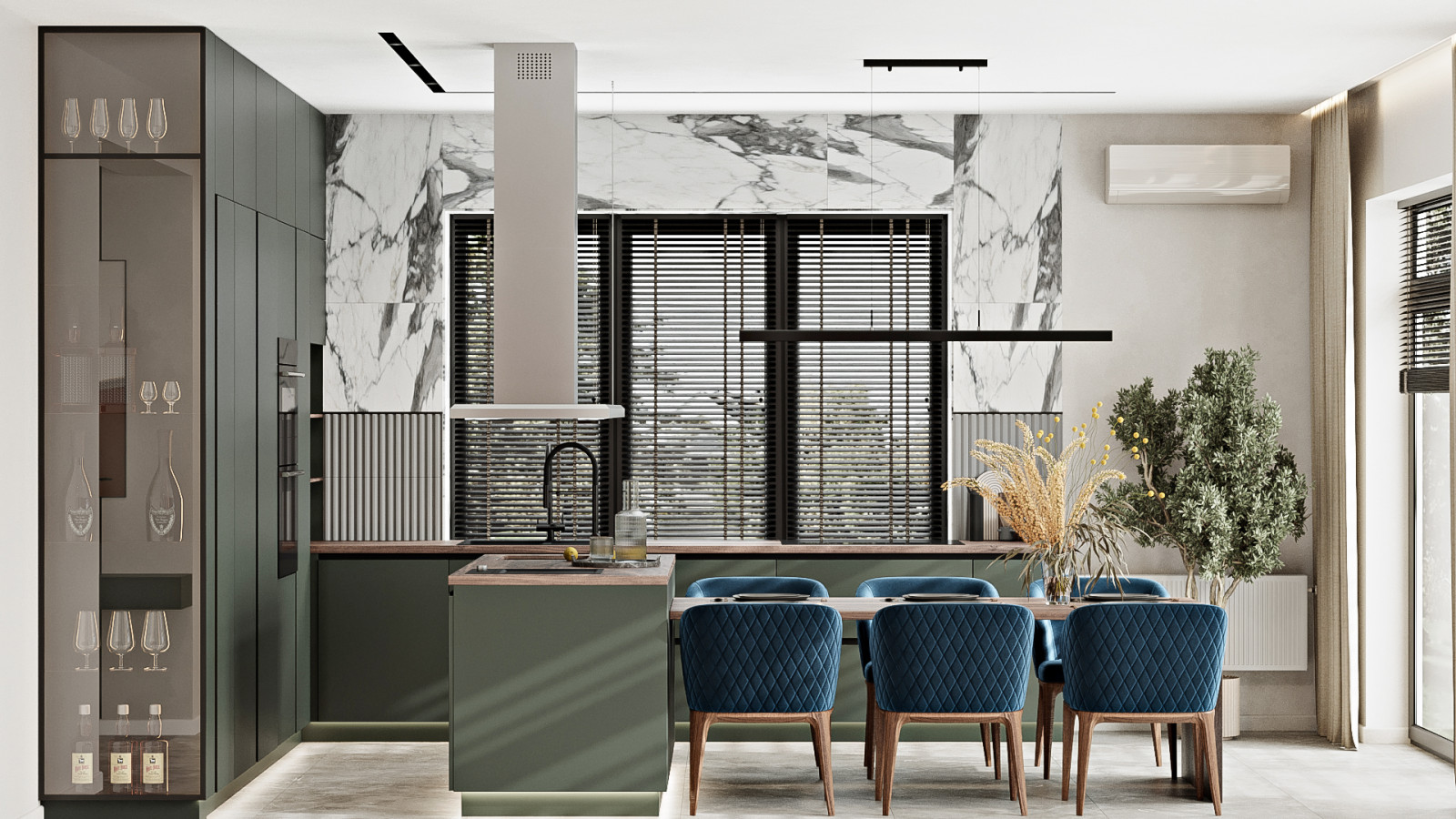 КП Первозванный 1, кухня-гостиная (вариант 4)