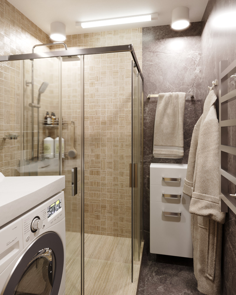 Обложка проекта: Визуализация небольшой ванной комнаты 2,3м². (1,52м×1,52м)