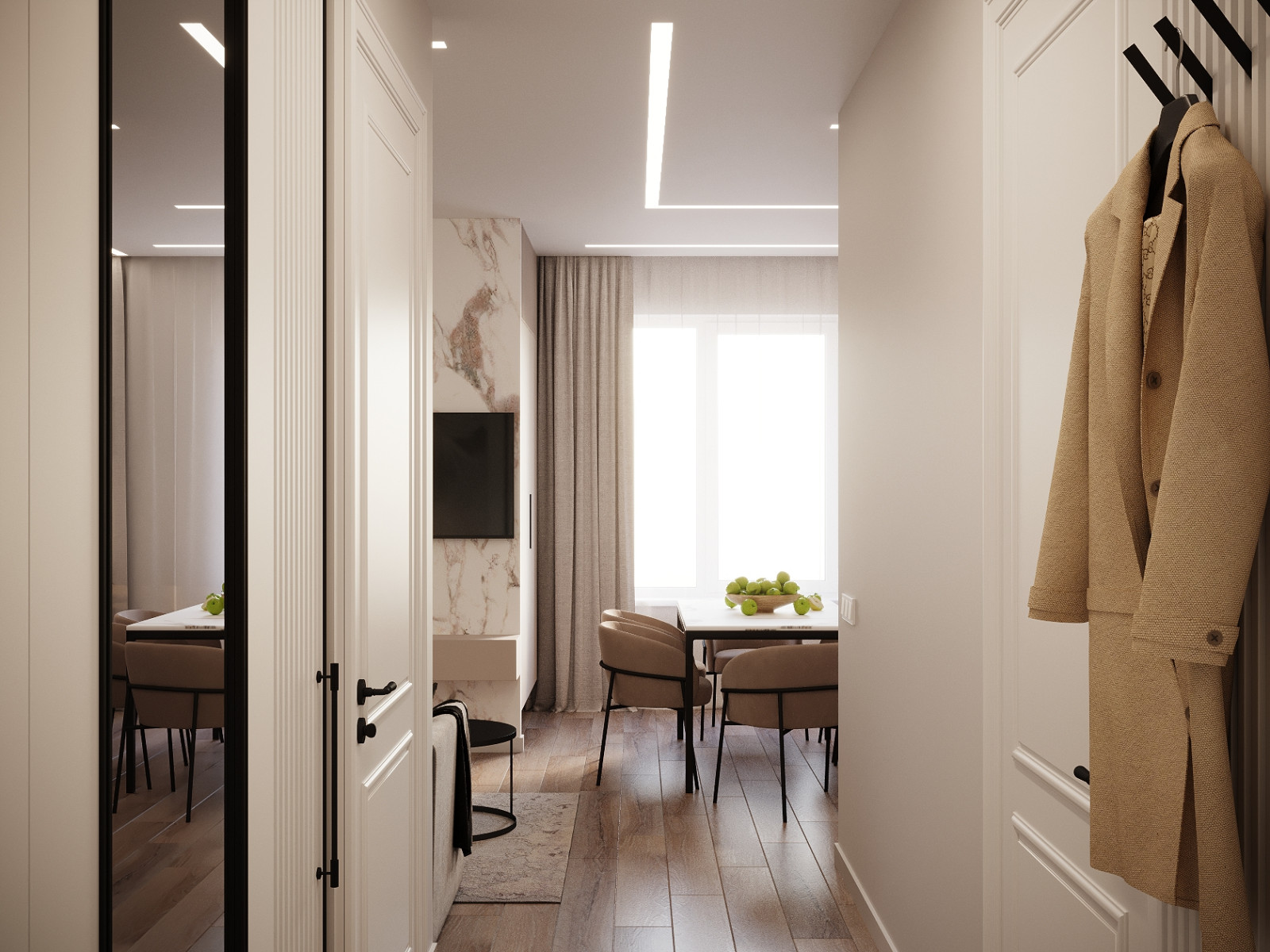 Интерьер трехкомнатной квартиры в стиле Неоклассика