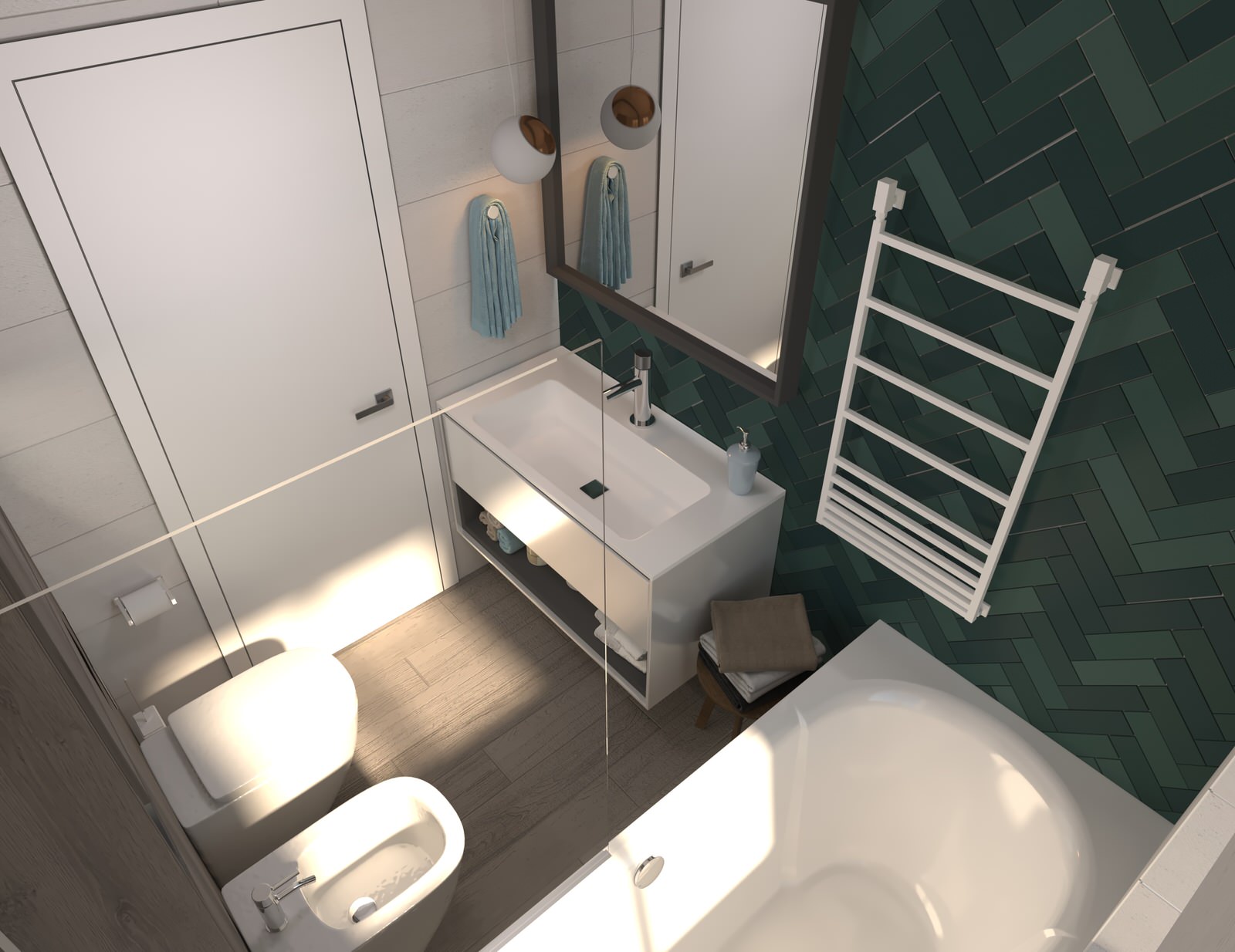 Ванная на 3 этаже в проекте "Таунхаус для большой семьи"