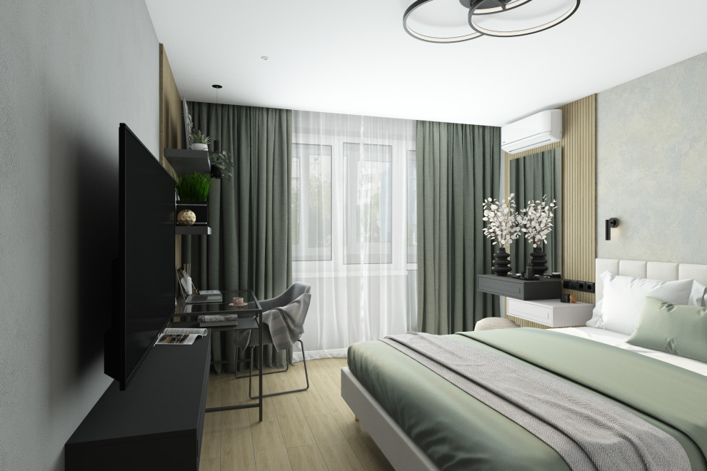 Спальня из проекта 3-х комнатной квартиры для молодой семьи.