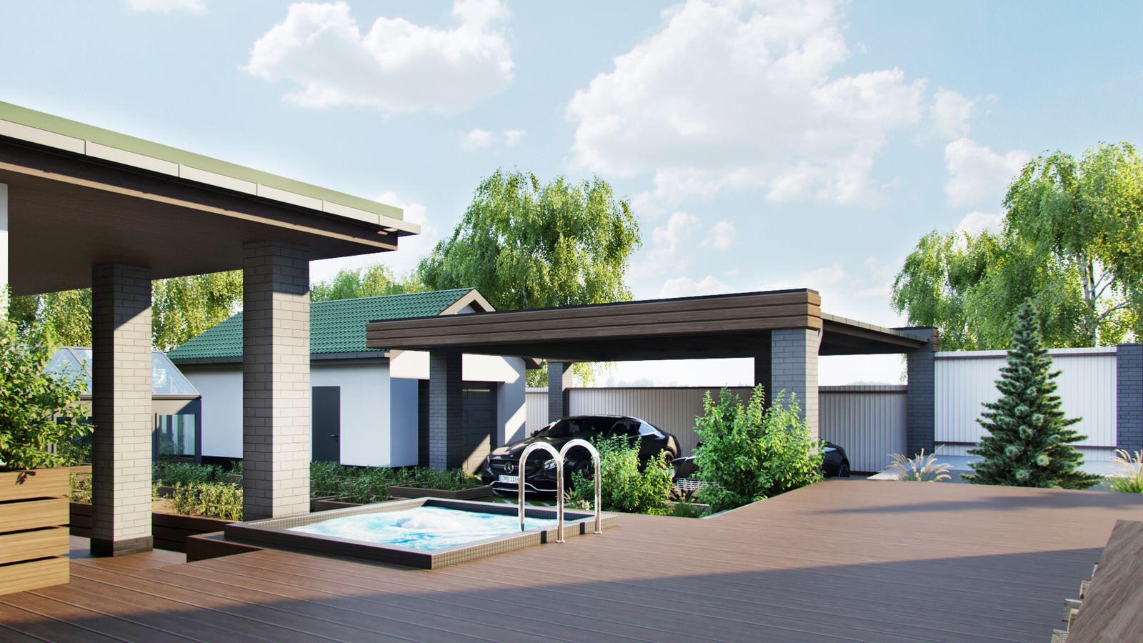 Одноэтажный загородный дом