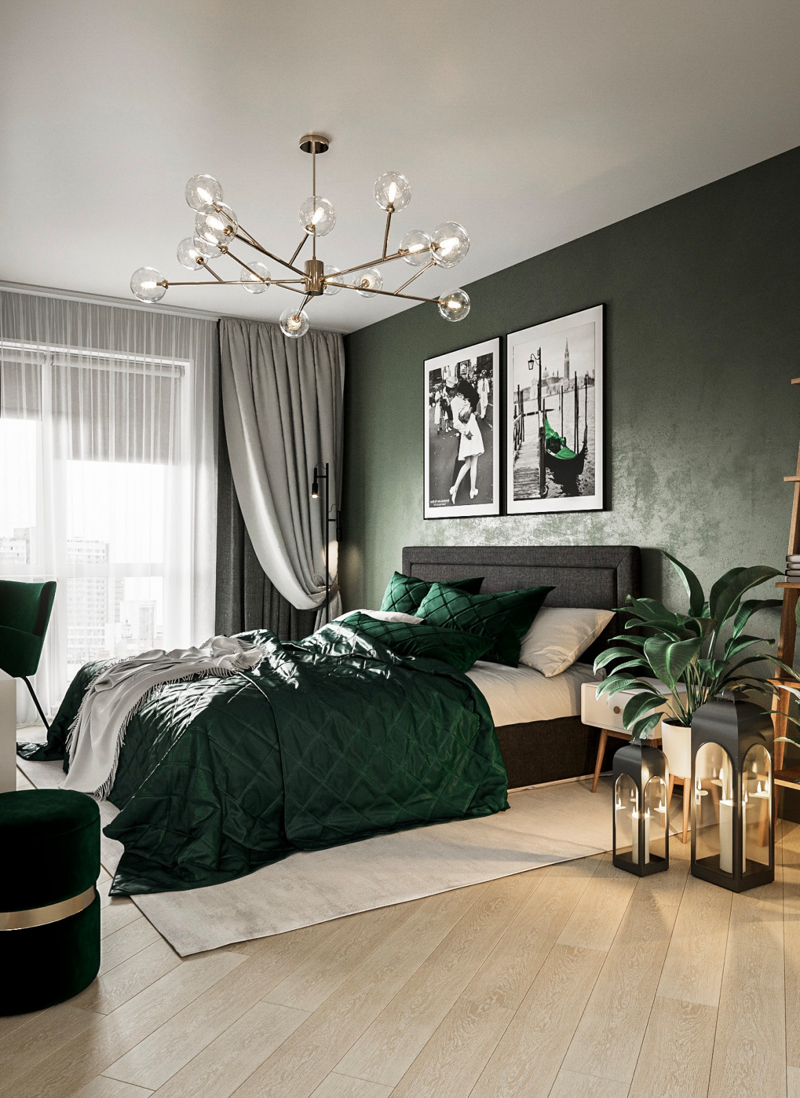 Обложка проекта: Дизайн-проект спальни в зеленых оттенках, Москва