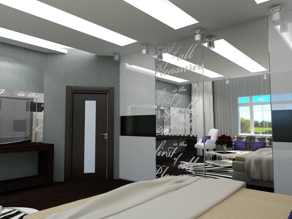 Интерьер загородного дома с красными акцентами