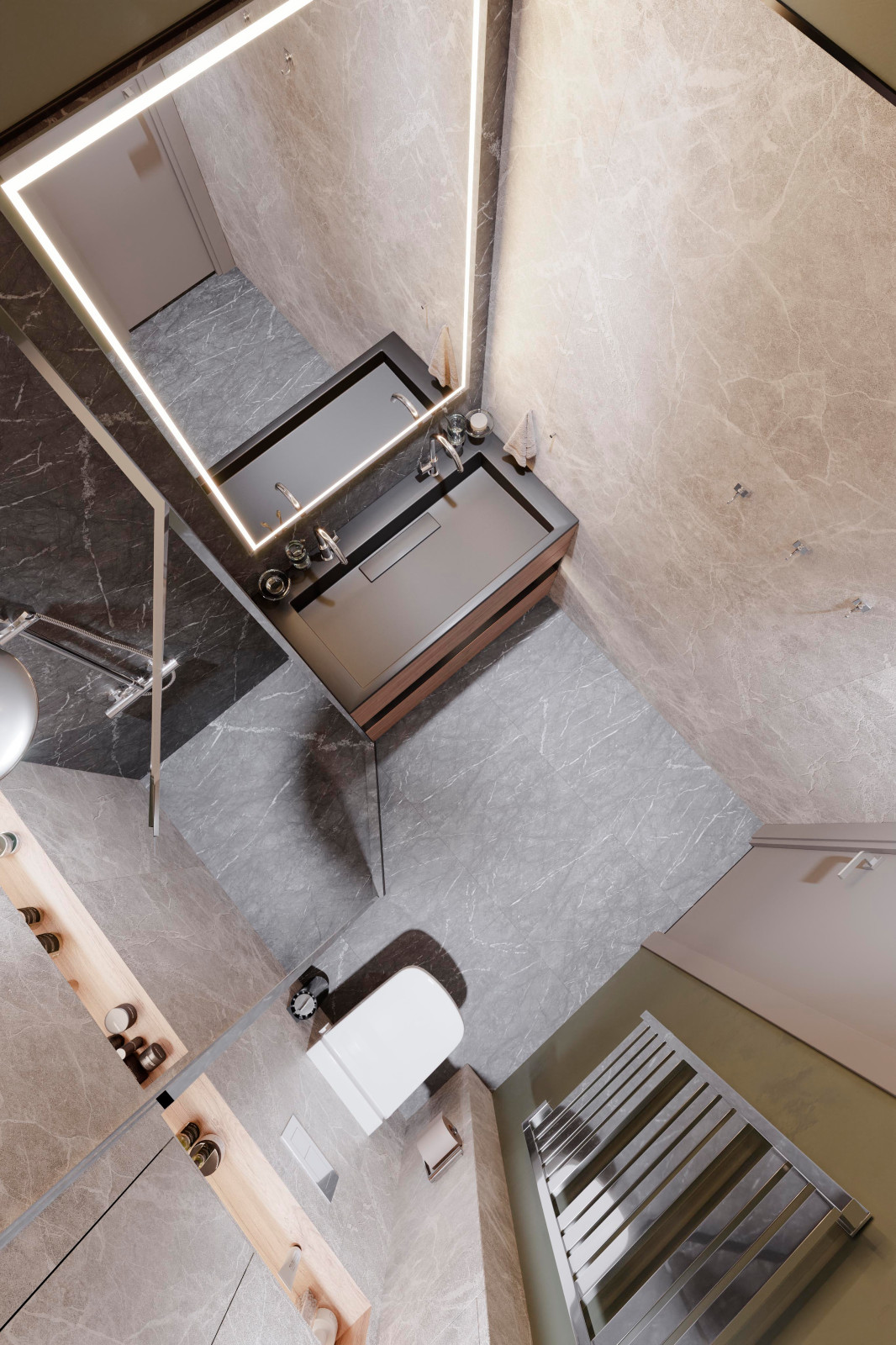 Дизайн и ремонт квартиры в ЖК «Level Амурская» — Сложный серый