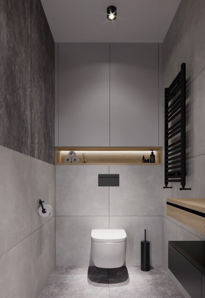 Сан узел в серых тонах