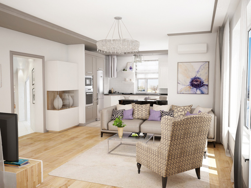 Легкий дизайн дома с сиреневыми акцентами