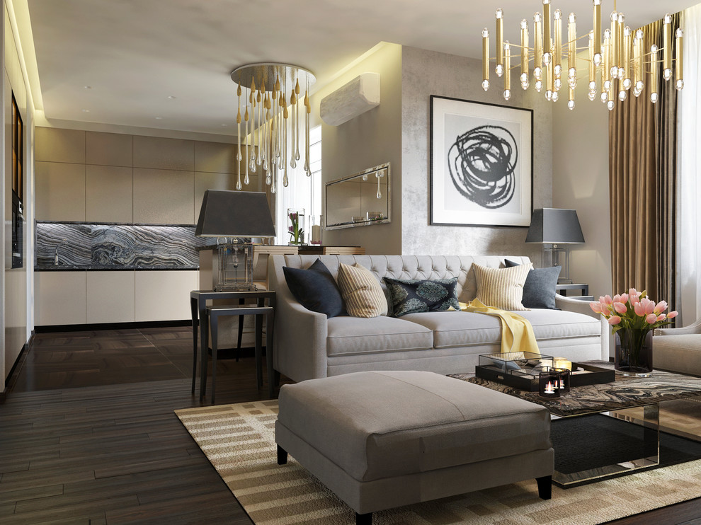 ЖК Мосфильмовский. Кухня-гостиная.