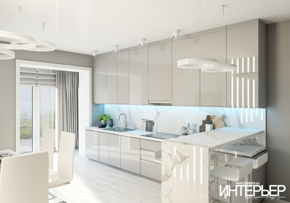 Дизайн-проект кухни в современном стиле в частном доме в г. Пятигорск