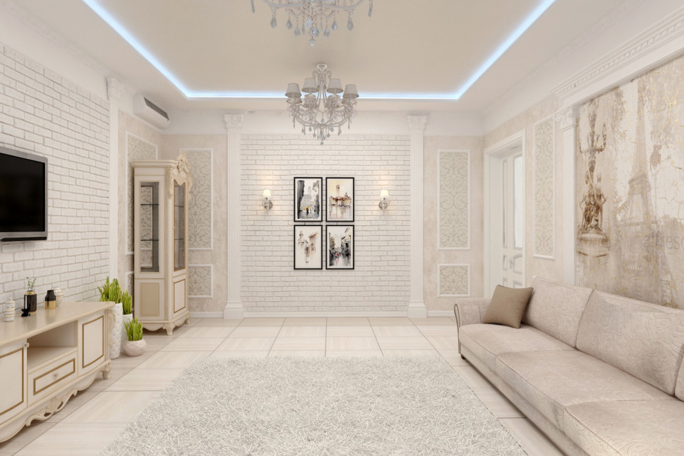 Светлая гостиная классика