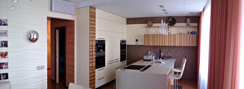 Шпон зебрано и белый глянец