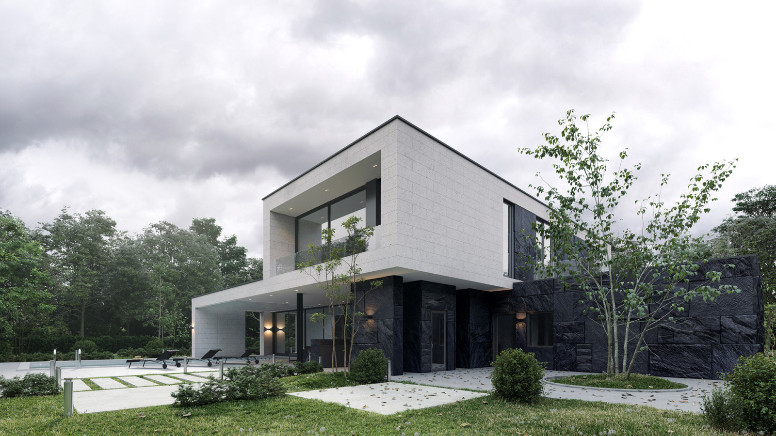 Дом с плоской кровлей в современном стиле