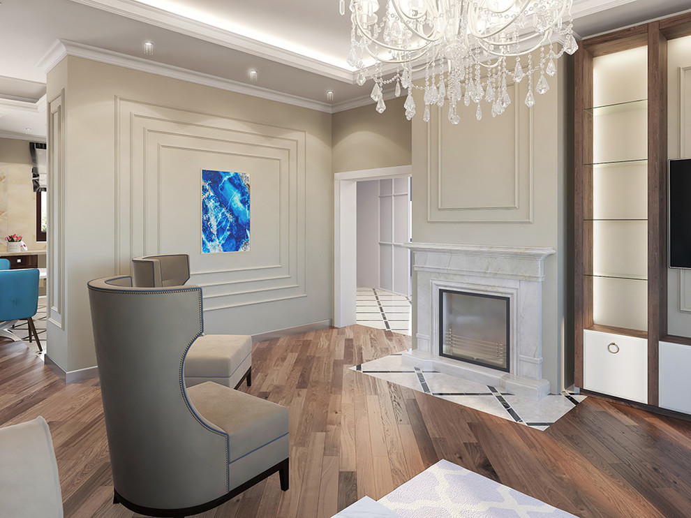 Обложка проекта: Гостиная в частном доме с элементами классики