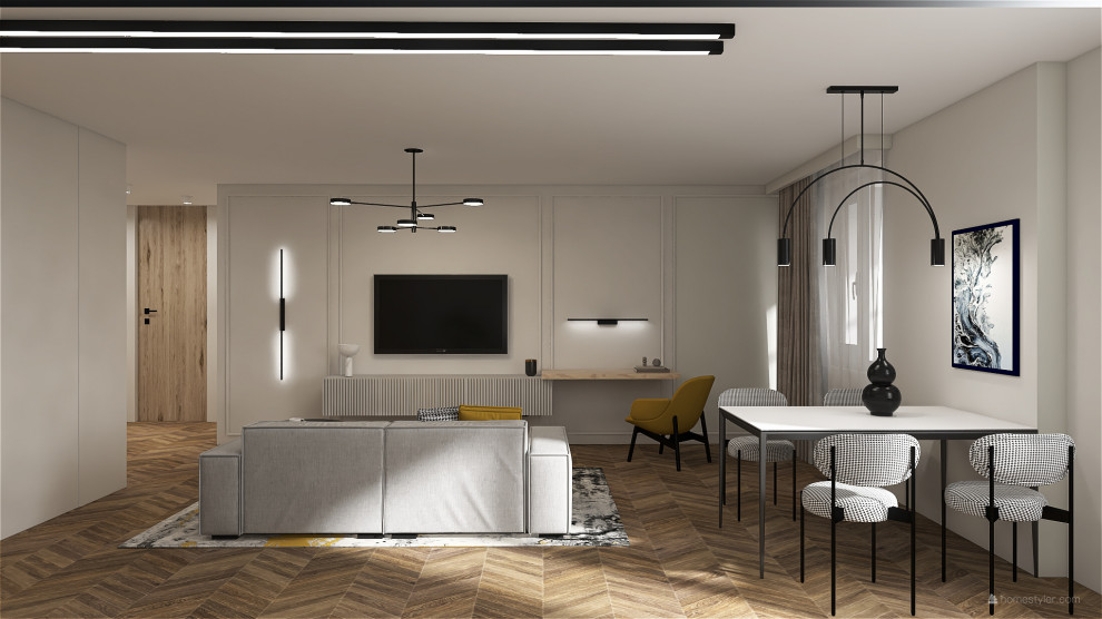 Обложка проекта: Современная трехкомнатная квартира с элементами неоклассики