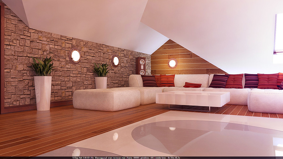 Интерьер мансардного этажа