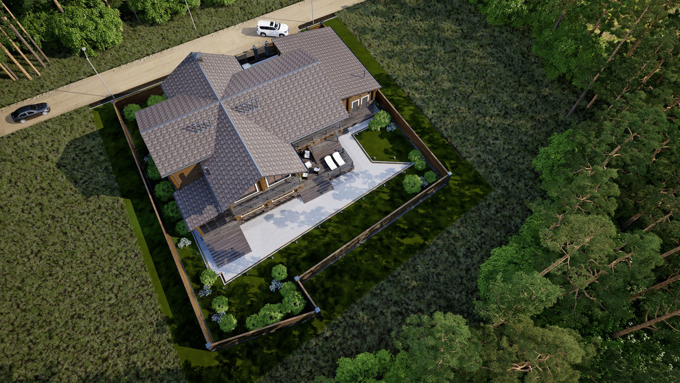 Проект дома из клееного бруса WOOD RESIDENCE 400 м^2