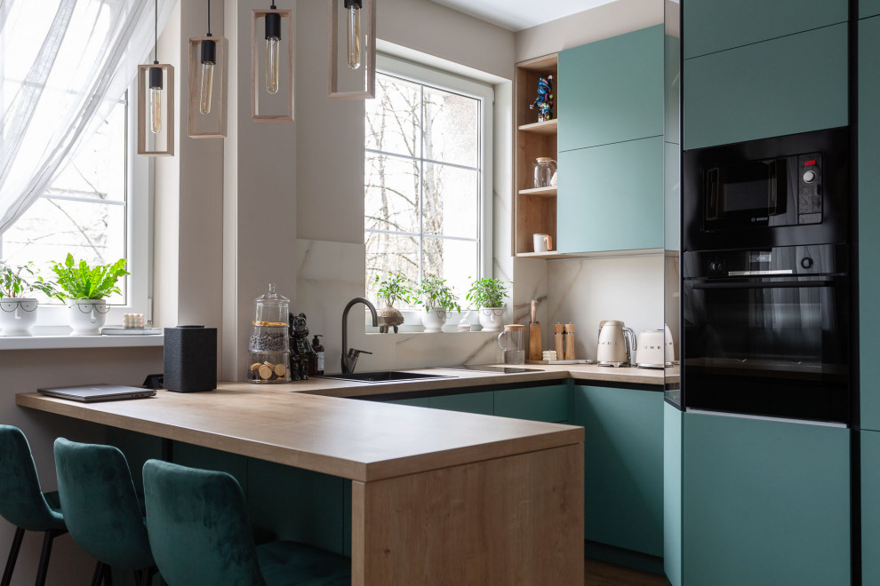 Кухня современная цвета Благородный нефрит