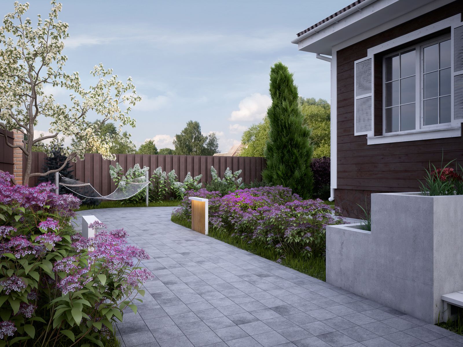 Ландшафтная архитектура участка частного дома в Красноярске