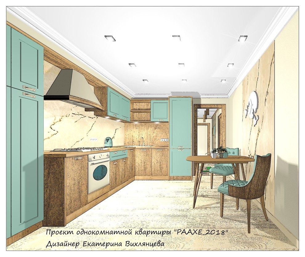 проект однокомнатной квартиры "РААХЕ_2019", эскизы для кухни