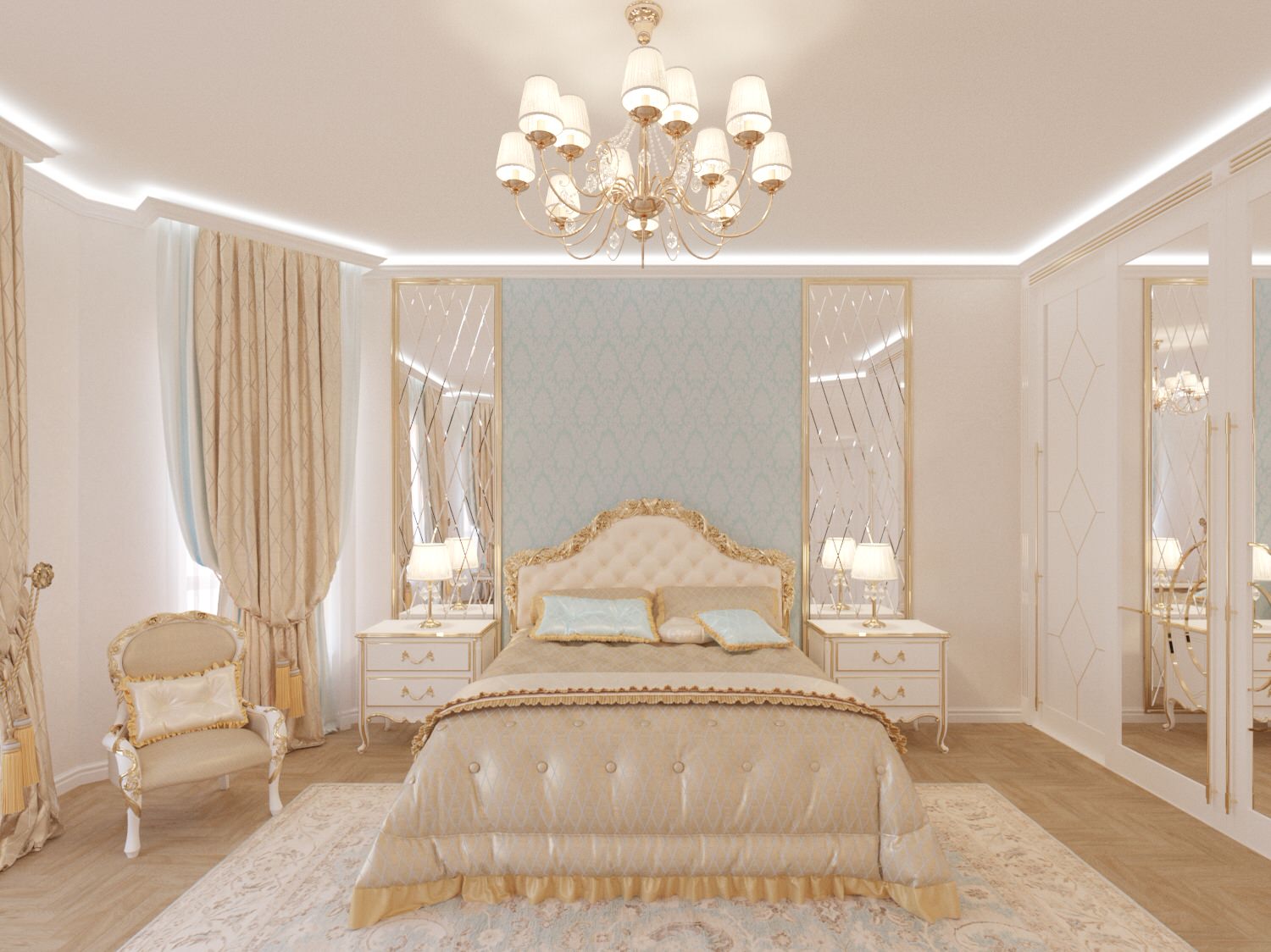 Спальня и прихожая в коттедже