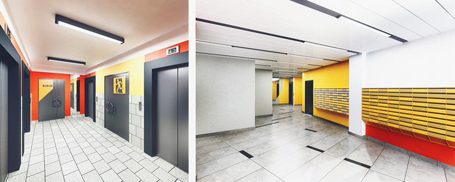 Дизайн интерьера холла многоквартирного жилого дома