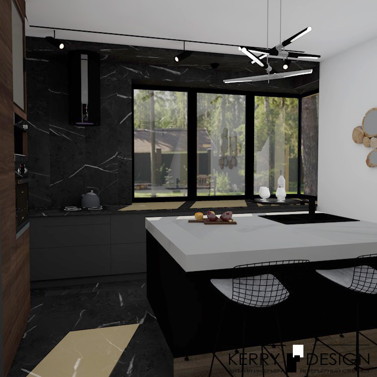 Открытая кухня в частном доме 14 кв м