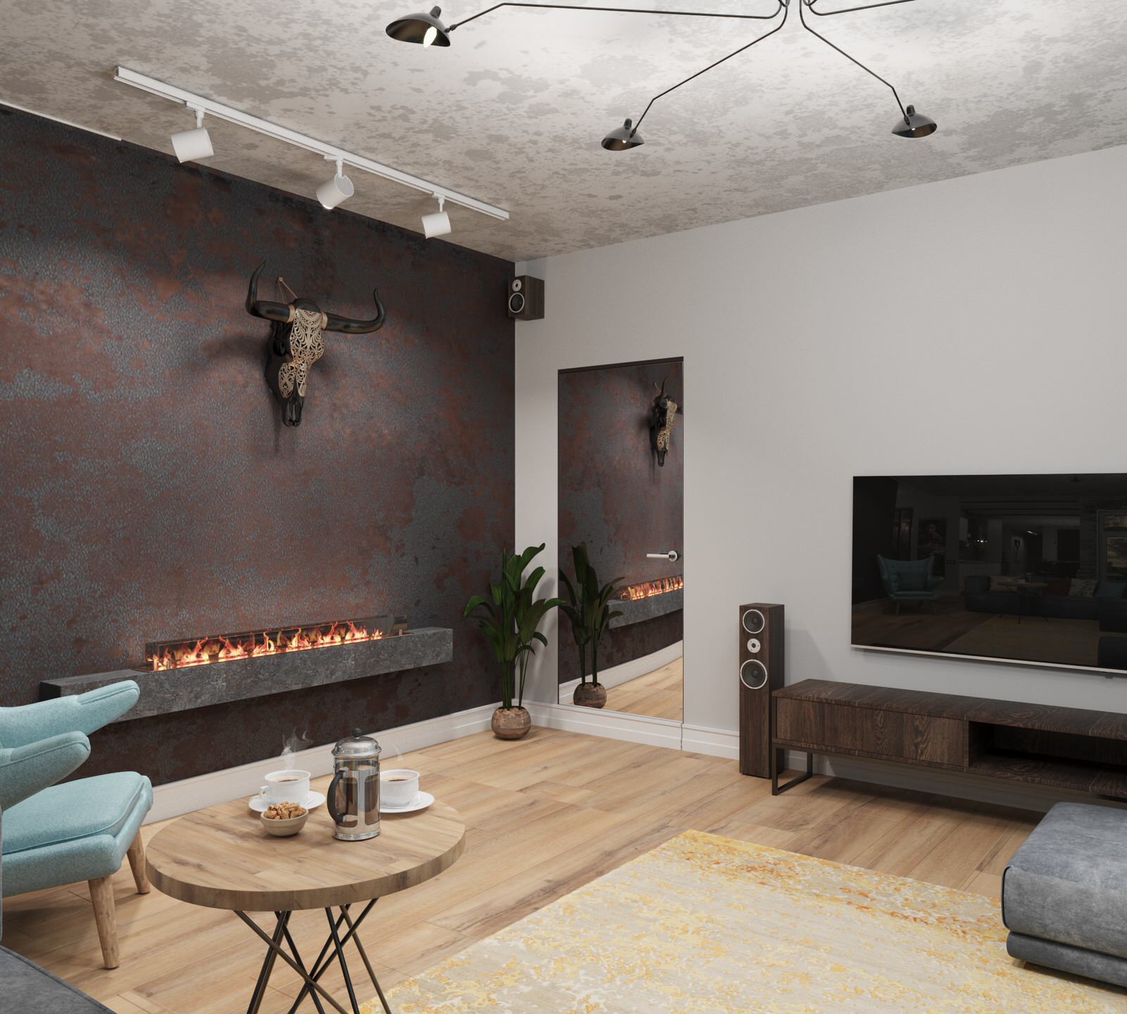 Кухня-гостиная в стиле лофт