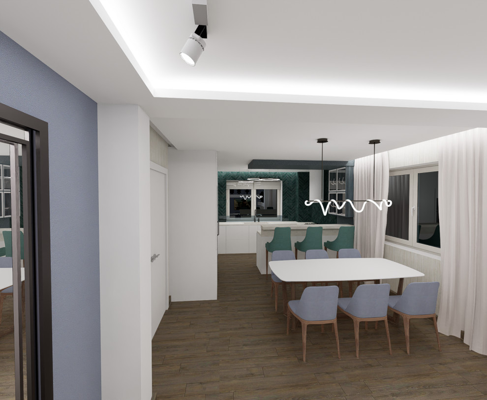 Обложка проекта: Кухня-гостиная с коллекцией самоваров