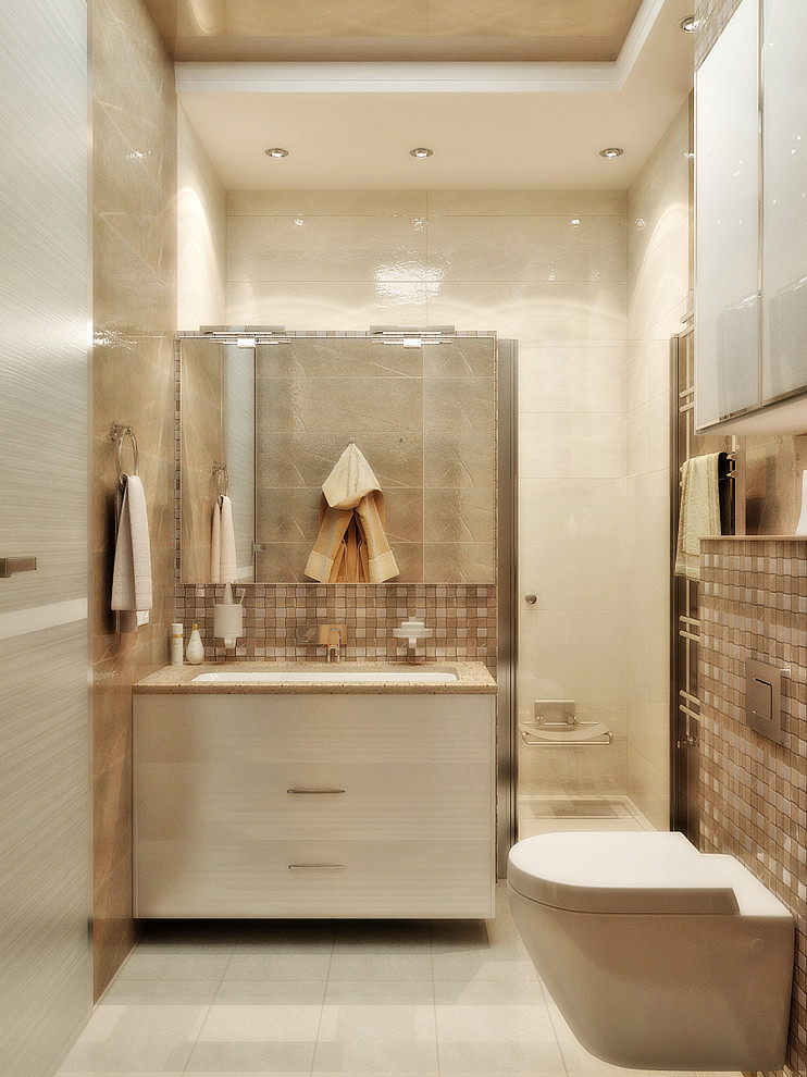 Light gold color in bathroom interior design