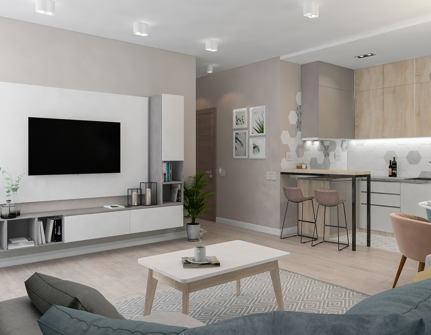 Визуализации квартиры для молодой пары(евродвушка)