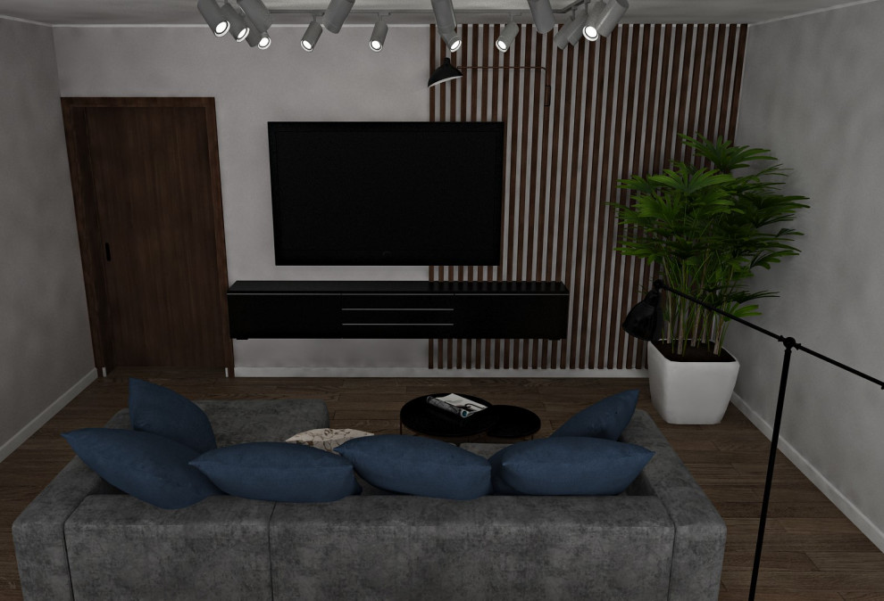 Гостиная в современном стиле с элементами лофта