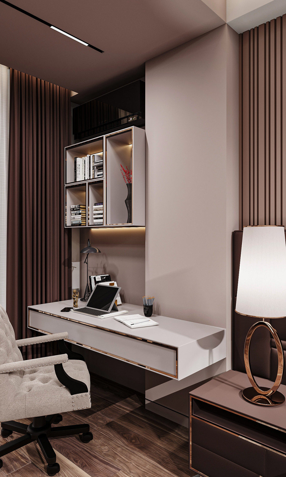 спальня с рабочим местом