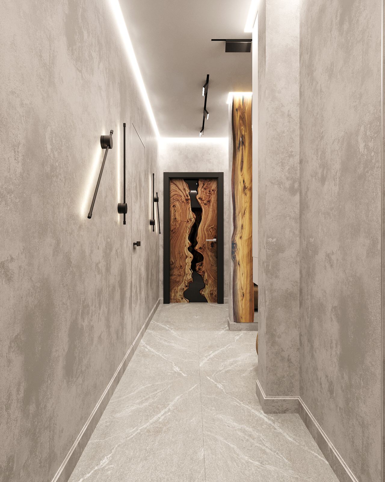 Трехкомнатная квартира для семьи из 4 человек с монохромным интерьером