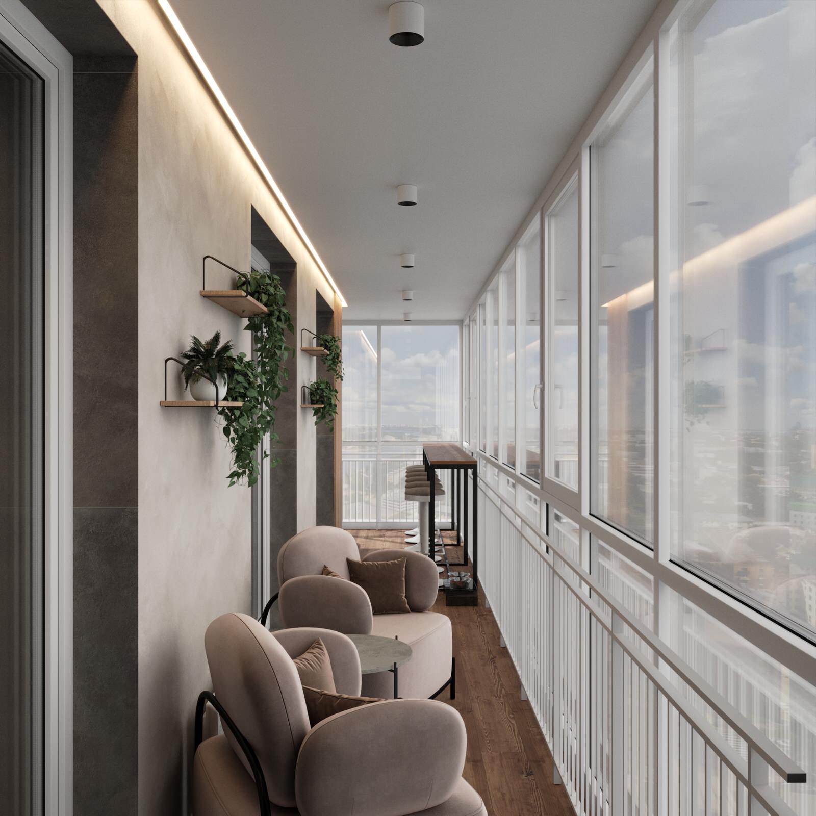 Дизайн квартиры в ЖК «Солярис» с большой лоджией