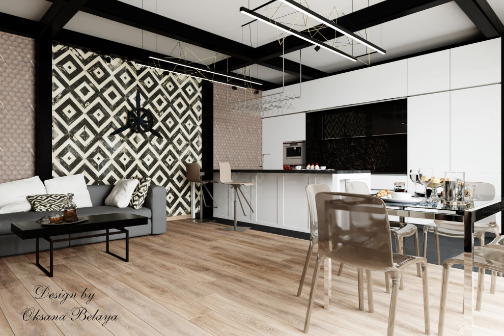 Частное домовладение гостиная-кухня