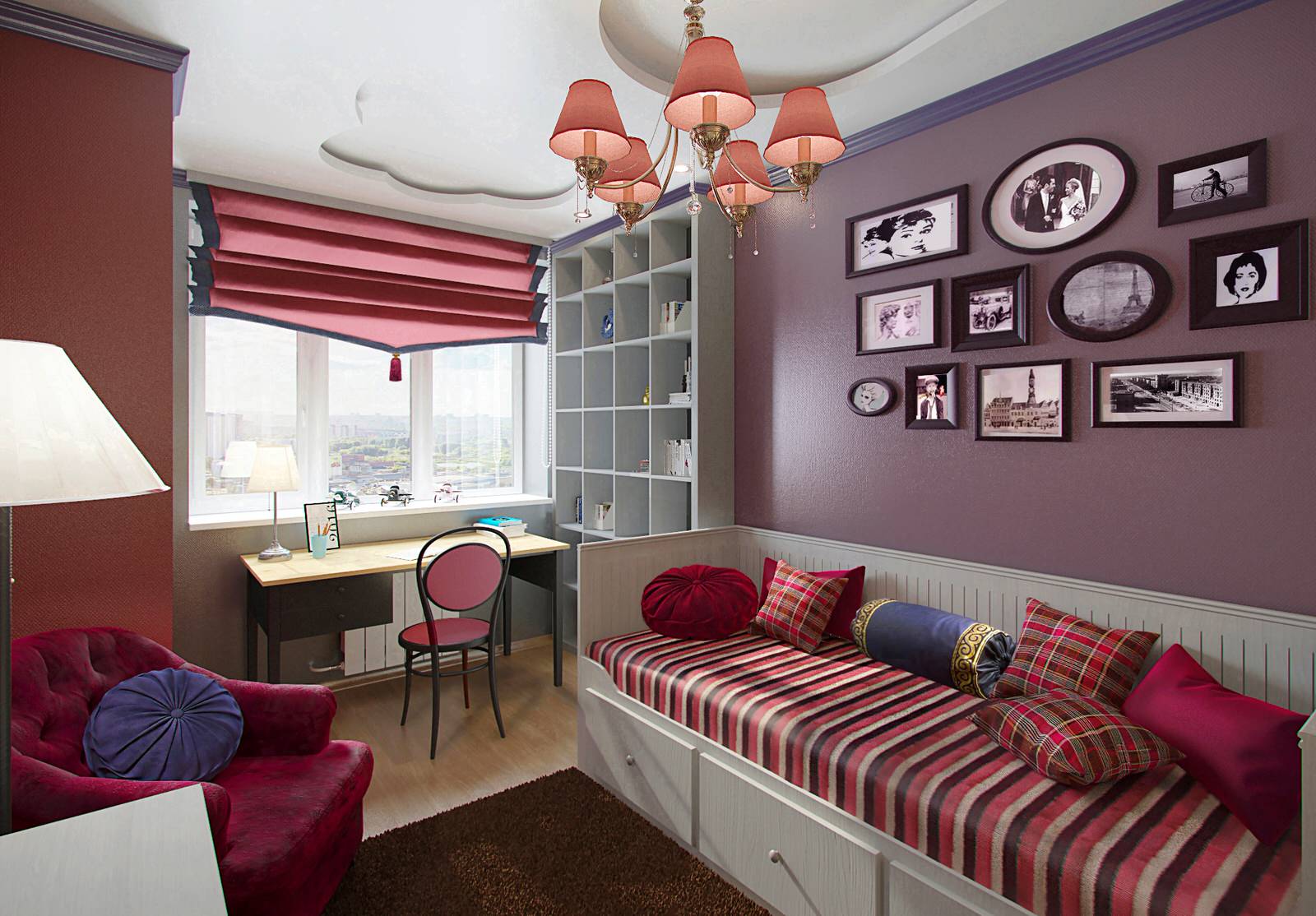 Комнатка в смешанном стиле для юной леди.)