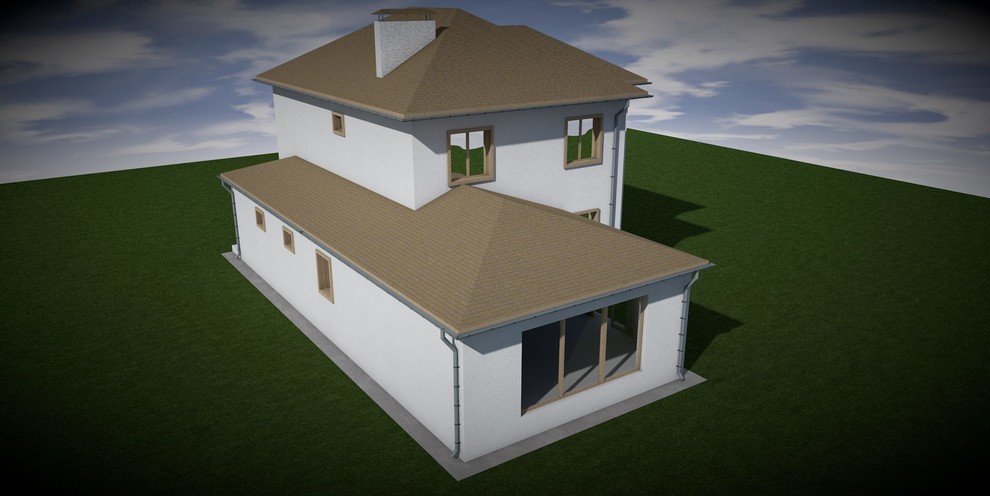 Архитектурное решение 2-х этажного коттеджа площадью 245м2