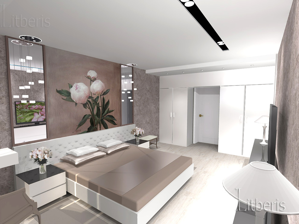 Современный светлый интерьер квартиры с элементами классики