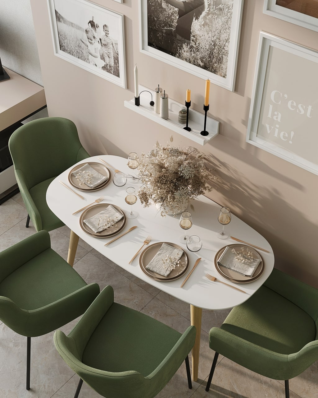 Свежая кухня в зеленых оттенках