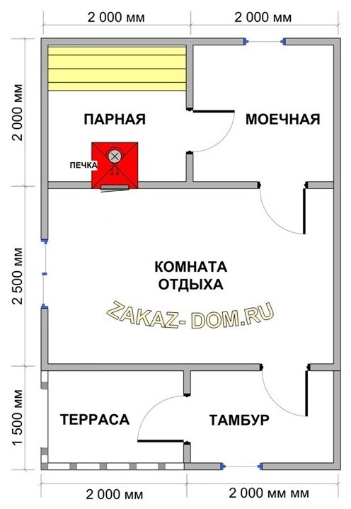 Баня из профилированного бруса (4х6 м) - Проект № Б-14