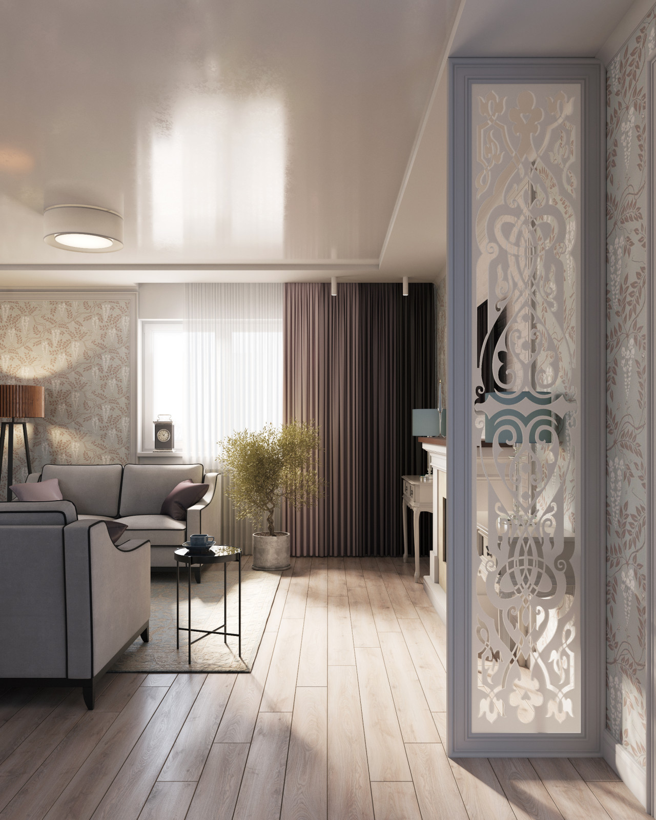 Обложка проекта: Гостиная частного дома 46 м.кв. для возрастной семейной пары