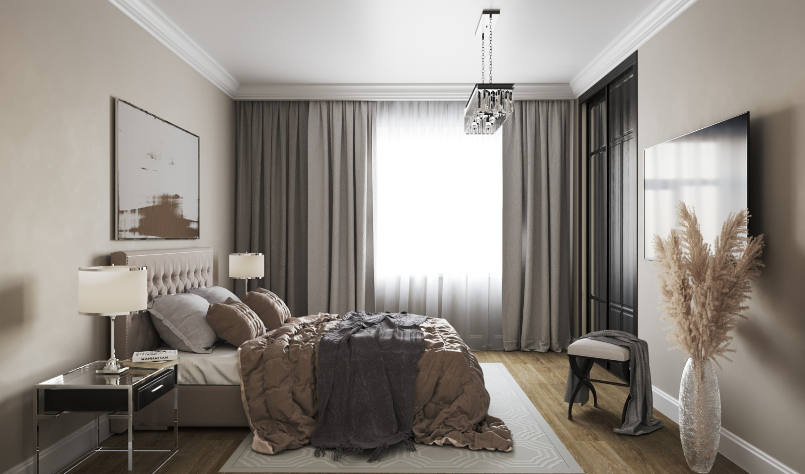 Обложка проекта: Спальня в бежевых тонах